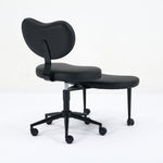 Meditation Chair Plus, Cross Legged Desk Chair with Wheels and Lumbar Support, Black PU