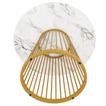 Round Dining Table 80cm 4-Person MDF Marbled Top Gold Legs