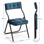 Folding Chairs 2 Pack Foldable Cushion Portable Guest - Blue