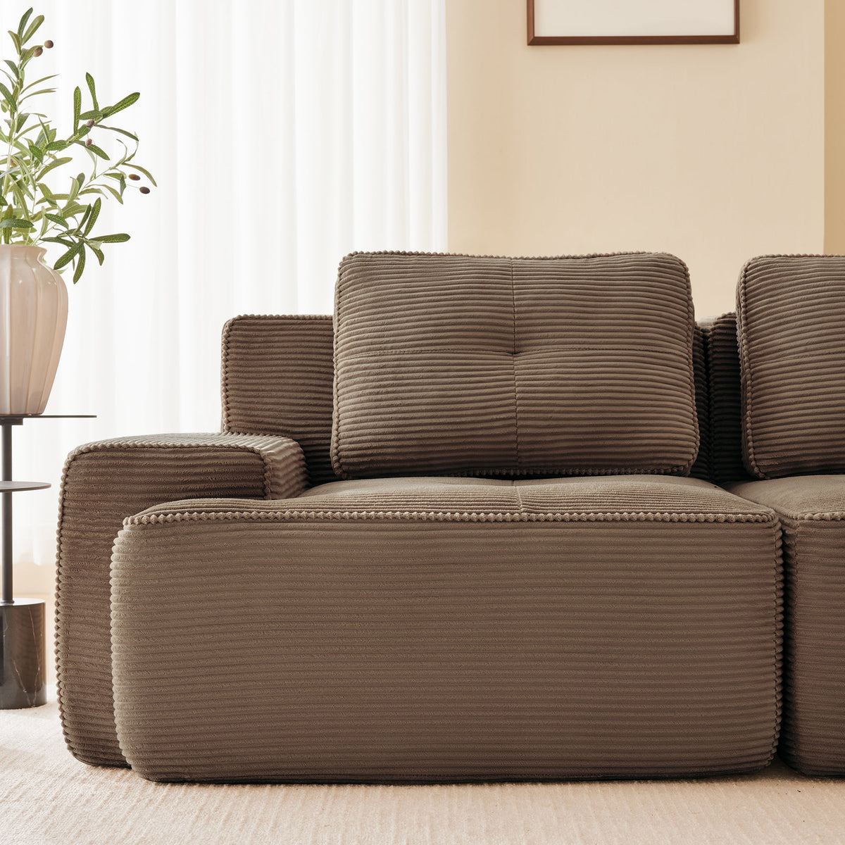 Cloud Modular Sofa U-Shaped Ottoman 2-Seater Deep Seat - Corduroy Brown