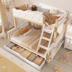 Children's Bunk Bed 90x200/140x200 with Drawers, White & Oak