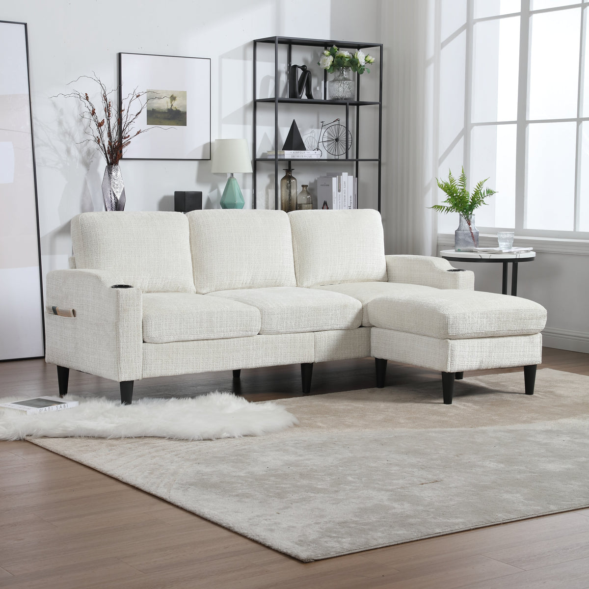 Sofa with Footstool & Storage, 4-Seater Velvet
