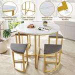 Dining Table Set 5-Piece Modern Luxury Gilded Iron Frame Grey Velvet