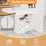 Extendable Oval Dining Table Modern Minimalist Storage Space-saving White
