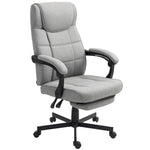 Office Chair, Ergonomic Massage Reclining Footrest, Grey Linen Look