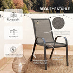 Bistro Set 3-Piece Weatherproof Glass Table Stackable Chairs - Black