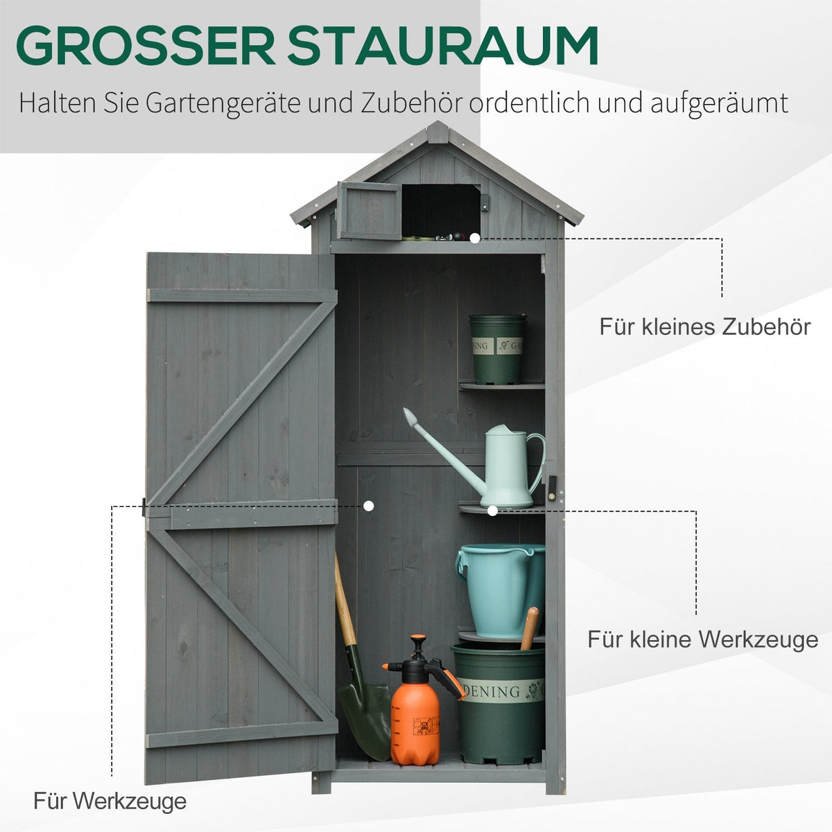 Garden Shed with Shelves, Asphalt Roof, Window 77x54.2x179cm, Wood Grey+Green
