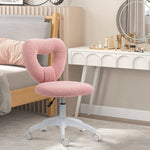 Swivel Desk Chair Height-Adjustable Heart Back, Teddy Fleece Pink