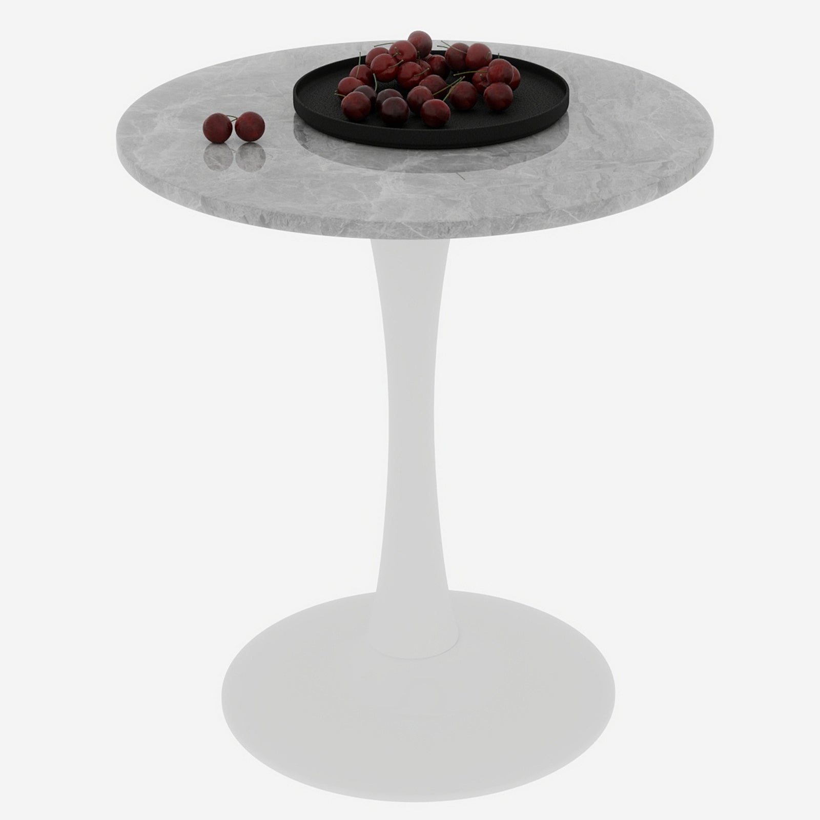 Round Coffee Table 27.6" Mid-Century Modern Marble Top - White