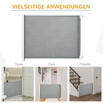 Stair Gate, Adjustable Safety Barrier, Metal Plastic Grey
