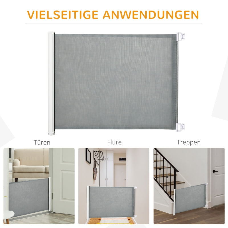 Stair Gate, Adjustable Safety Barrier, Metal Plastic Grey