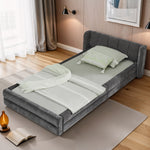 Single Bed 90x200 cm with Backrest, Dark Grey Chenille
