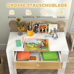 AIYAPLAY children's desk set with table top and drawer, bear shape, natural wood