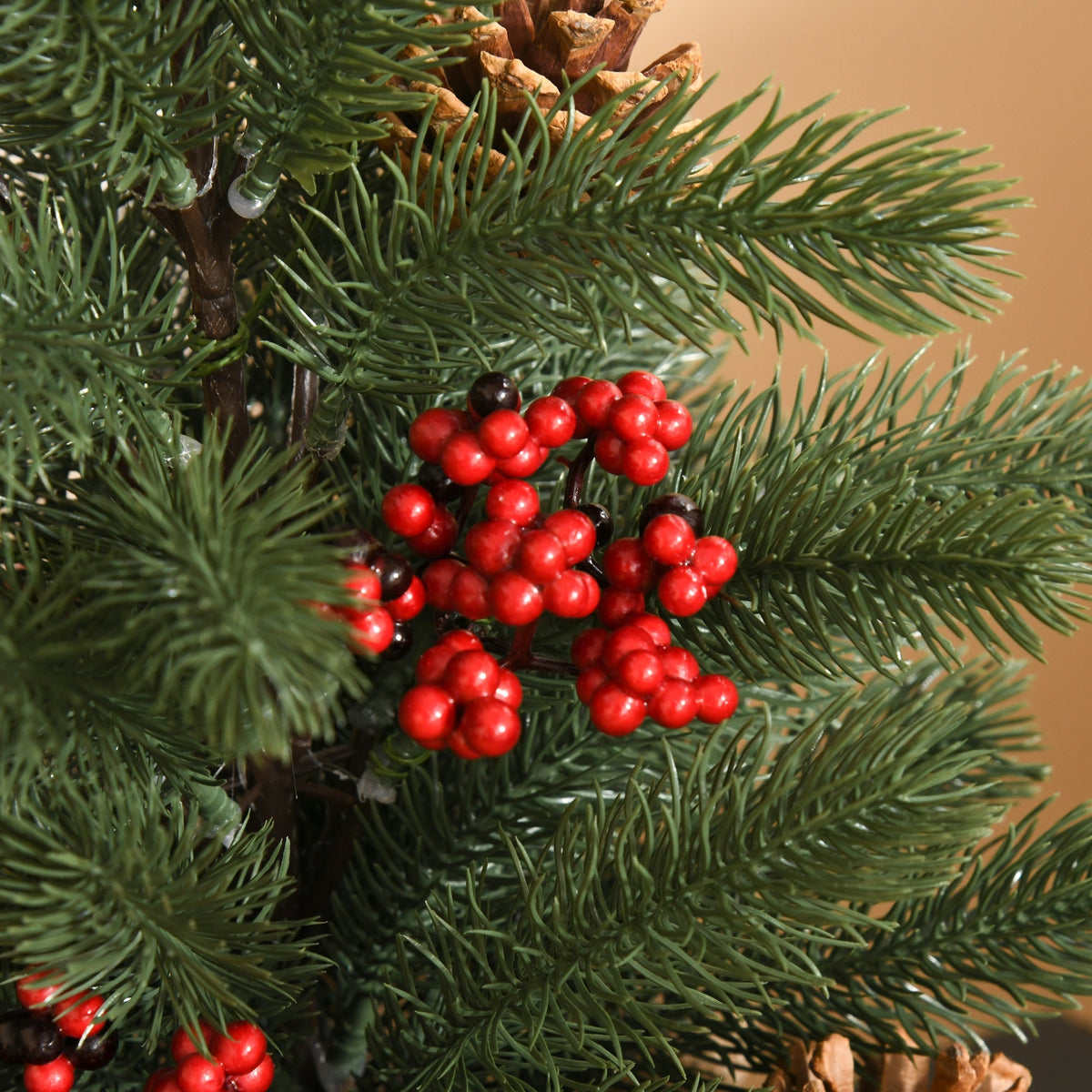 Artificial Christmas Tree 50cm, 55 Branches with Berries & Cones, PE & Cement