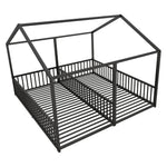 Metal Bed 90x200cm House Design Ladder - Black Iron Frame
