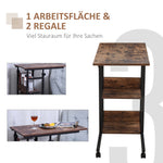 Side Table, Height-Adjustable Coffee Table 80x40x72-82 cm 2 Shelves Black Metal