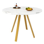 Round Dining Table 80x80x75cm 4-Seater Metal Legs - White Marble/Gold