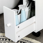 Bathroom Cabinet Niche Trolley with Wheels 2 Drawers Open Compartment, White