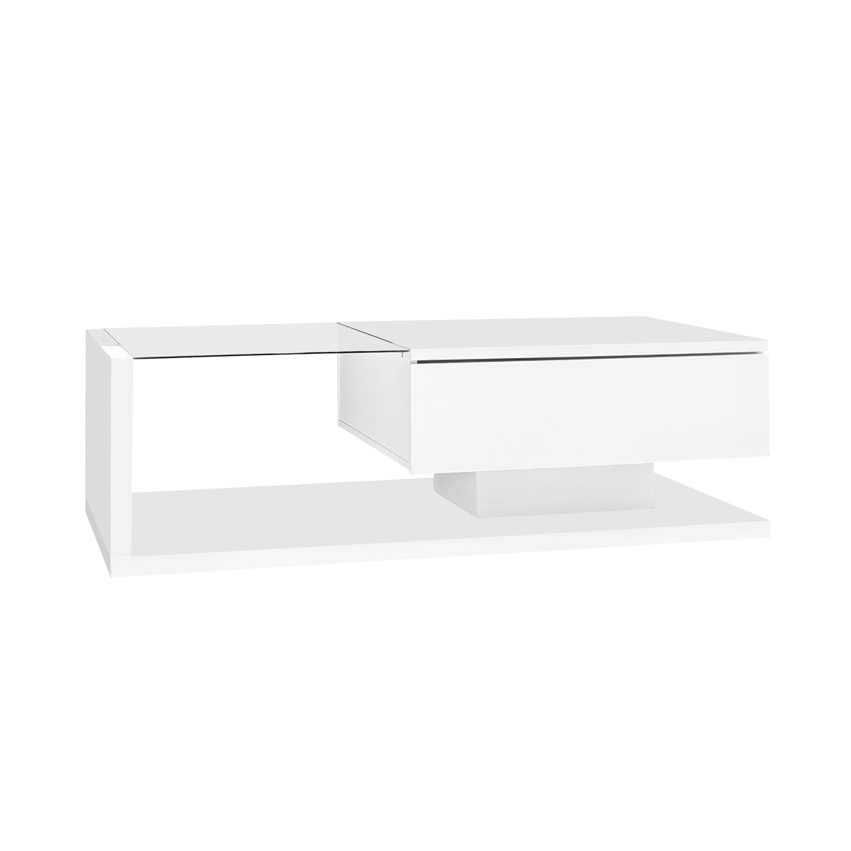 Coffee table, high-gloss white
 Side table, coffee table, with glass and LED effect