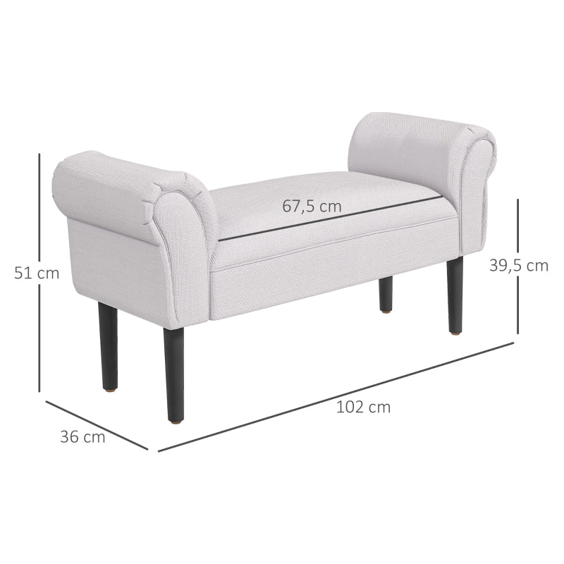 Upholstered Bench 102x36x51 cm Bedroom Hallway - Sailcloth Grey