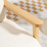 Armchair, Upholstered Lounge with Wooden Legs, Cream White