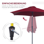 Folding Parasol Garden Umbrella 2.6m Aluminum Hand Crank, Red Polyester