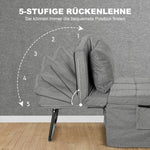4-in-1 Folding Bed Guest Bed Armchair Ottoman, 5-Level Adjustable, Steel Frame