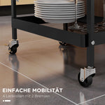 Rolling/Serving/Storage Trolley, 1 Drawer 1 Shelf with Hooks, Steel Black