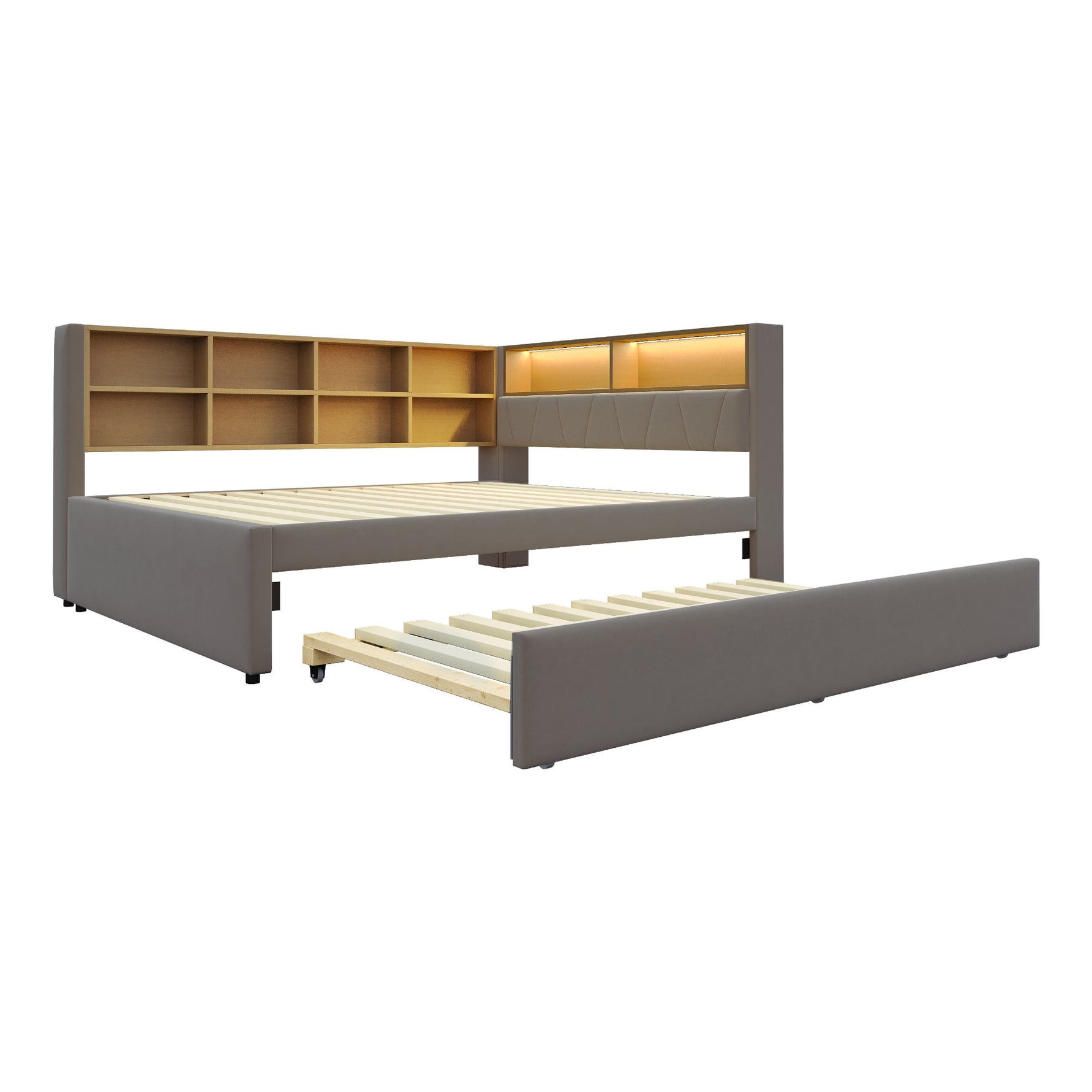 Sofa Bed 140x200 Pull-Out 90x190 USB Storage, Dark Grey