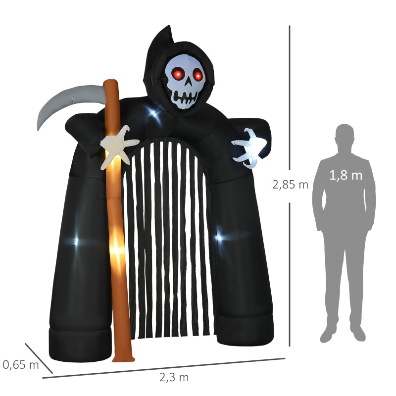 Grim Reaper Archway, Large Halloween Decoration, Self-Inflating LED Lighting