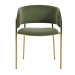 Modern Chairs Set of 6 with Angled Legs and Adjustable Feet, Green Corduroy