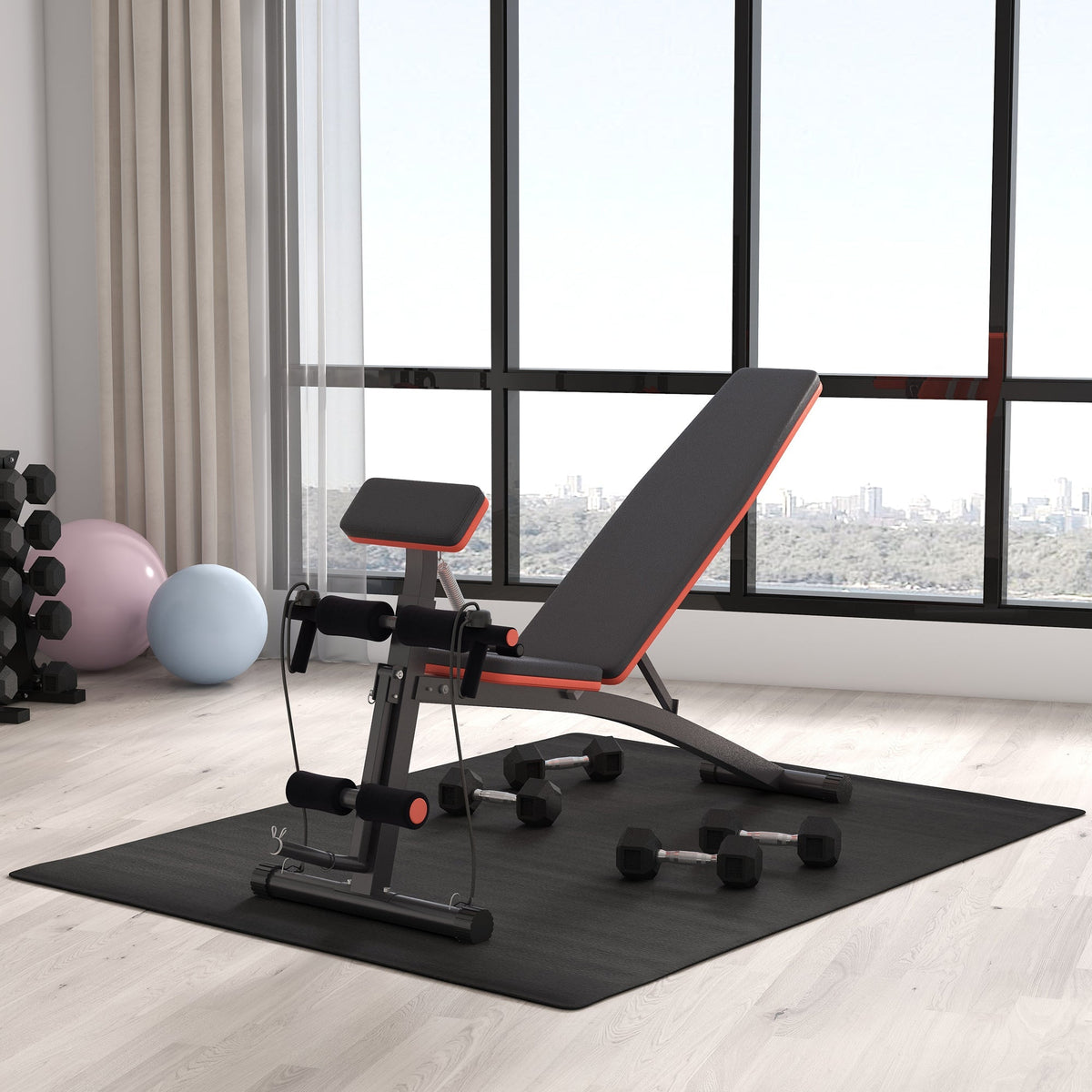 Multifunctional Weight Bench, Multi-Gym Spring Booster, 120kg, Black