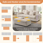 Sofa, Modern LED Combination with Cloud-Like Seating, 3-Seater + Ottoman, Modular L-Shaped