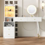 Dressing Table Set Tri-Color LED Mirror 4 Drawers Illuminated Cabinet White