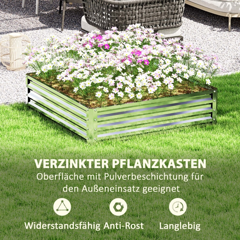 Raised Bed Planter, Garden Vegetable Herb Flower Box, Steel Silver