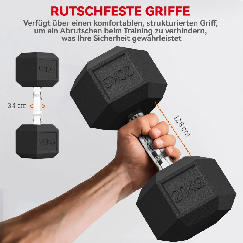 Dumbbell Knurled Handle 1x20kg Cast Iron