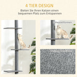 Cat Tree, Height-Adjustable Ceiling-High Climbing, Gray
