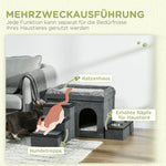 Cat House with 3 Pet Stairs & 2 Food Bowls, Grey