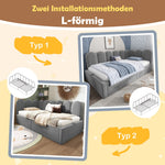 Upholstered Daybed 90x200cm with Hydraulic Storage and Metal Slatted Base, Grey Velvet
