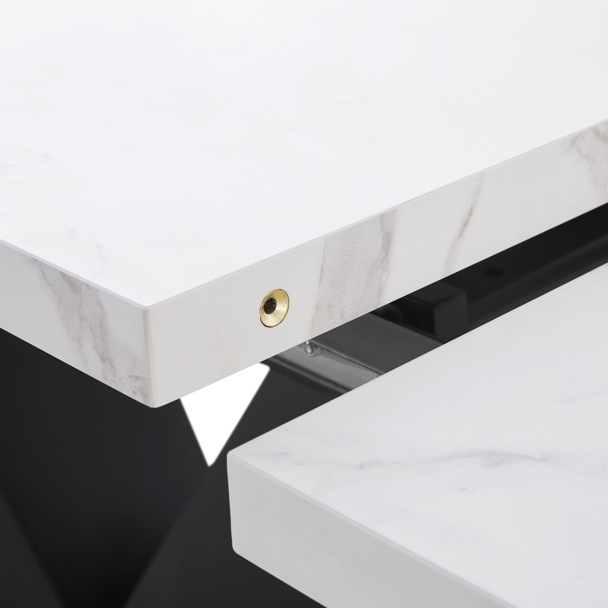 Telescopic Dining Table Extendable 99-159x75cm Space-Saving White V-Shaped Top
