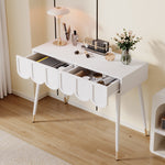 Dressing Vanity Table with 2 Drawers and Metal Legs in White
