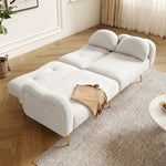 Two-Seater Sofa Bed Adjustable Backrest Gold Metal Feet