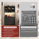 Kitchen Cabinet with LED Lighting, Power Outlet and Spice Rack, 180 x 105 x 40 cm