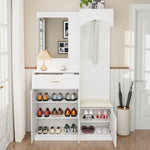 Compact Wardrobe Shoe Cabinet Entrance Storage with Mirror, Modern