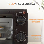 Mini Oven 9L 750W Adjustable Temp 60-Min Timer, Stainless Steel/Black