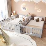 Kids Wooden Bed 90x200cm with Drawer & Safety Rail, Grey