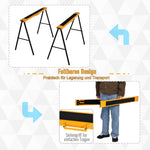 Folding Sawhorse Stand Non-Slip 125 kg Load Capacity, Orange/Black Steel