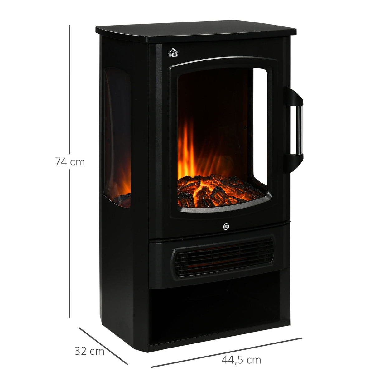 LED Electric Fireplace, 1000/2000W Heating, Flame Effect, 44.5x32x74cm, White
