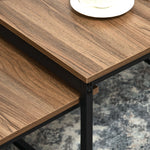 Coffee Table 2 Side Tables Industrial Design with Wood Look and Steel in Natural