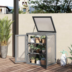 Greenhouse Cold Frame 3-Tier 2-Door Weatherproof Wood/Polycarbonate Dark Grey